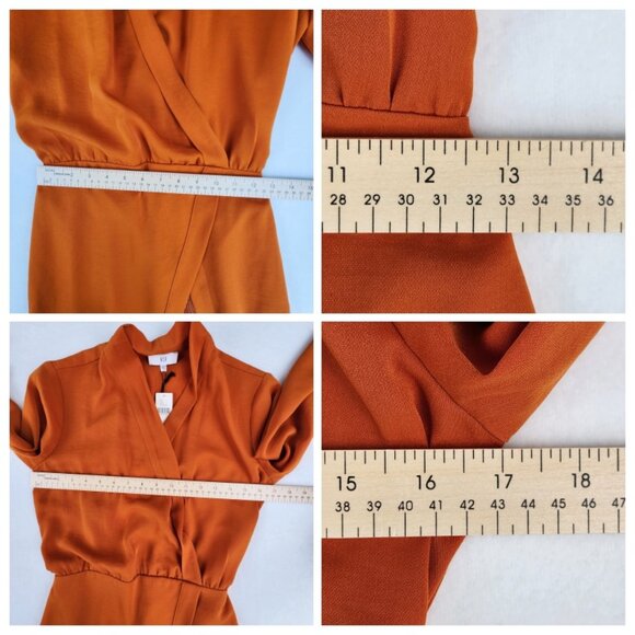 Anthropologie NSR Womens Naomi Surplice Dress Size XS Petite Orange - Picture 7 of 8